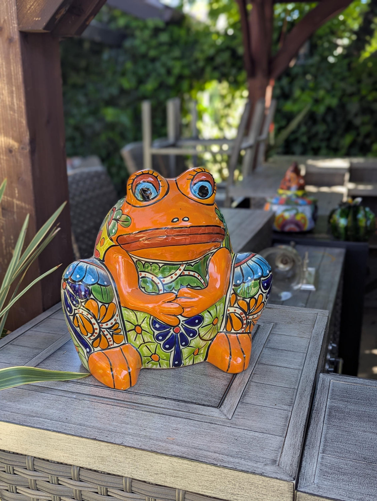 Handmade Talavera Frog Planter | Colorful Mexican Pottery Ceramic Flower Pot | Garden Gift