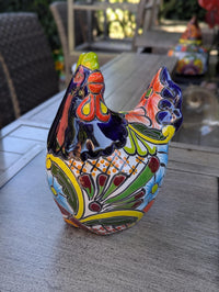 Ceramic Rooster Garden Statue | Handmade Talavera Animal Sculpture | Mexican Pottery Decor