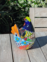 Ceramic Rooster Garden Statue | Handmade Talavera Animal Sculpture | Mexican Pottery Decor