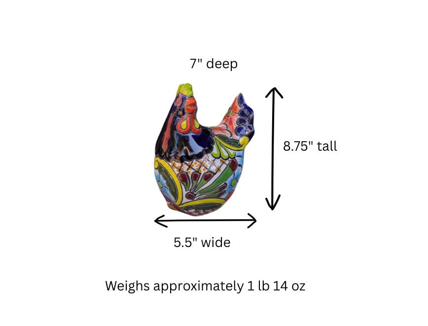 Ceramic Rooster Garden Statue | Handmade Talavera Animal Sculpture | Mexican Pottery Decor