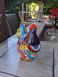Talavera Rooster Statue | Handmade Ceramic Animal Garden Sculpture | Mexican Pottery Decor