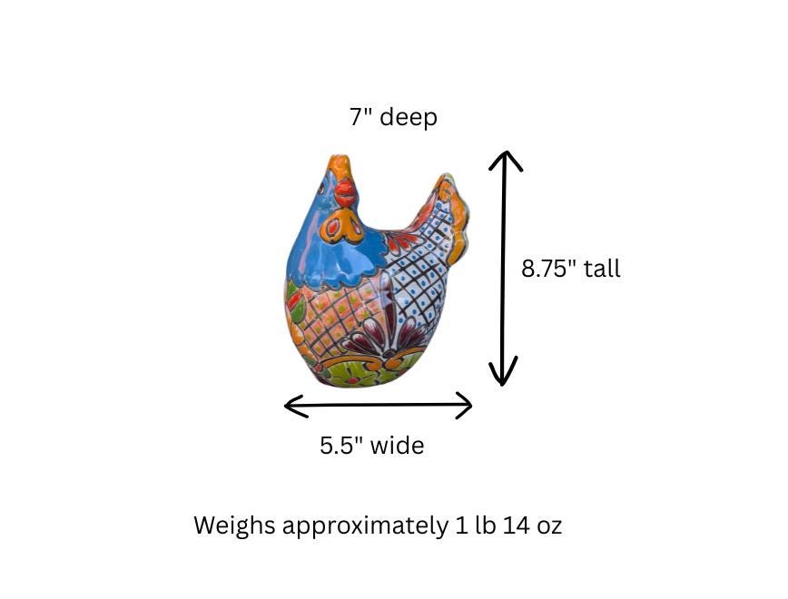 Handmade Ceramic Rooster Garden Sculpture | Talavera Animal Statue | Mexican Pottery Decor