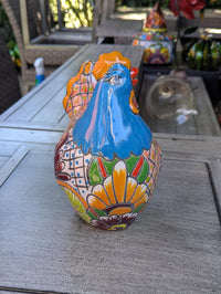 Handmade Ceramic Rooster Garden Sculpture | Talavera Animal Statue | Mexican Pottery Decor