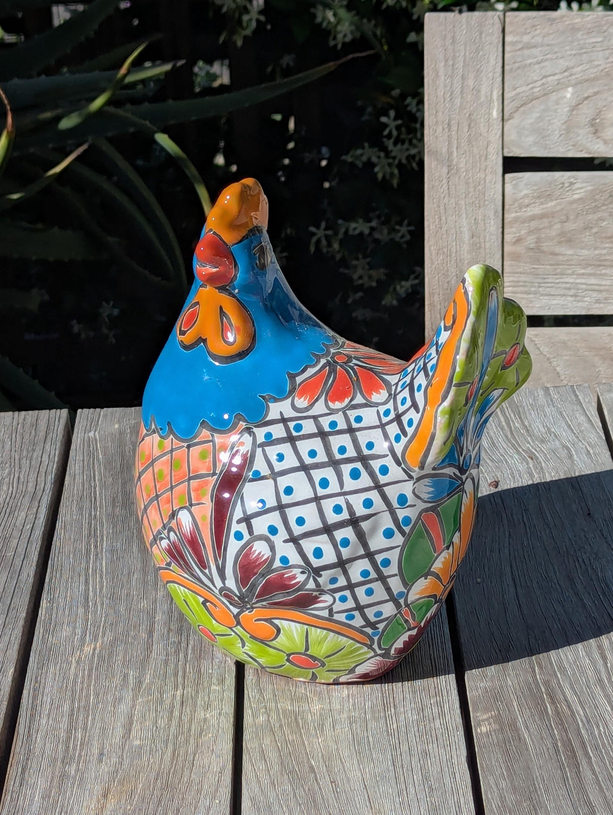 Handmade Ceramic Rooster Garden Sculpture | Talavera Animal Statue | Mexican Pottery Decor