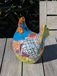Handmade Ceramic Rooster Garden Sculpture | Talavera Animal Statue | Mexican Pottery Decor