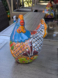 Handmade Ceramic Rooster Garden Sculpture | Talavera Animal Statue | Mexican Pottery Decor