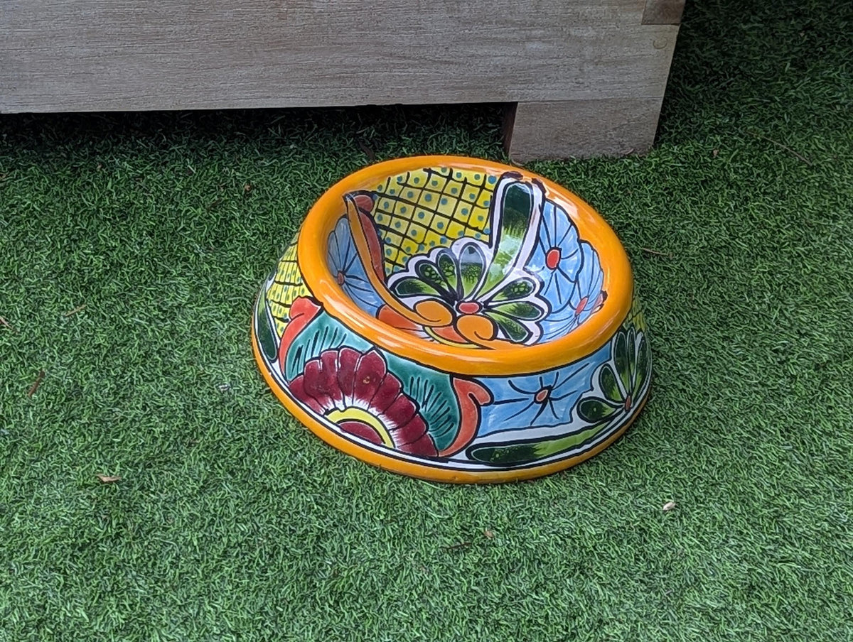 Talavera Dog Bowl | Hand Painted Mexican Ceramic Pet Food Dish | Dog Lover Gift