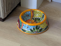 Talavera Dog Bowl | Hand Painted Mexican Ceramic Pet Food Dish | Dog Lover Gift