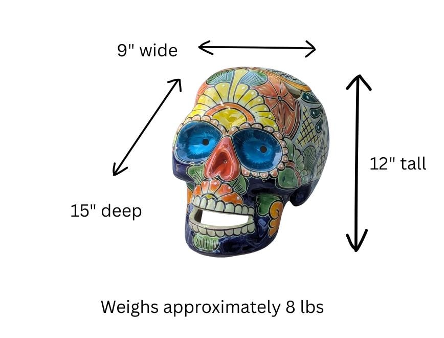 Talavera Skull Ceramic Halloween Decor  | Hand painted Mexican Pottery