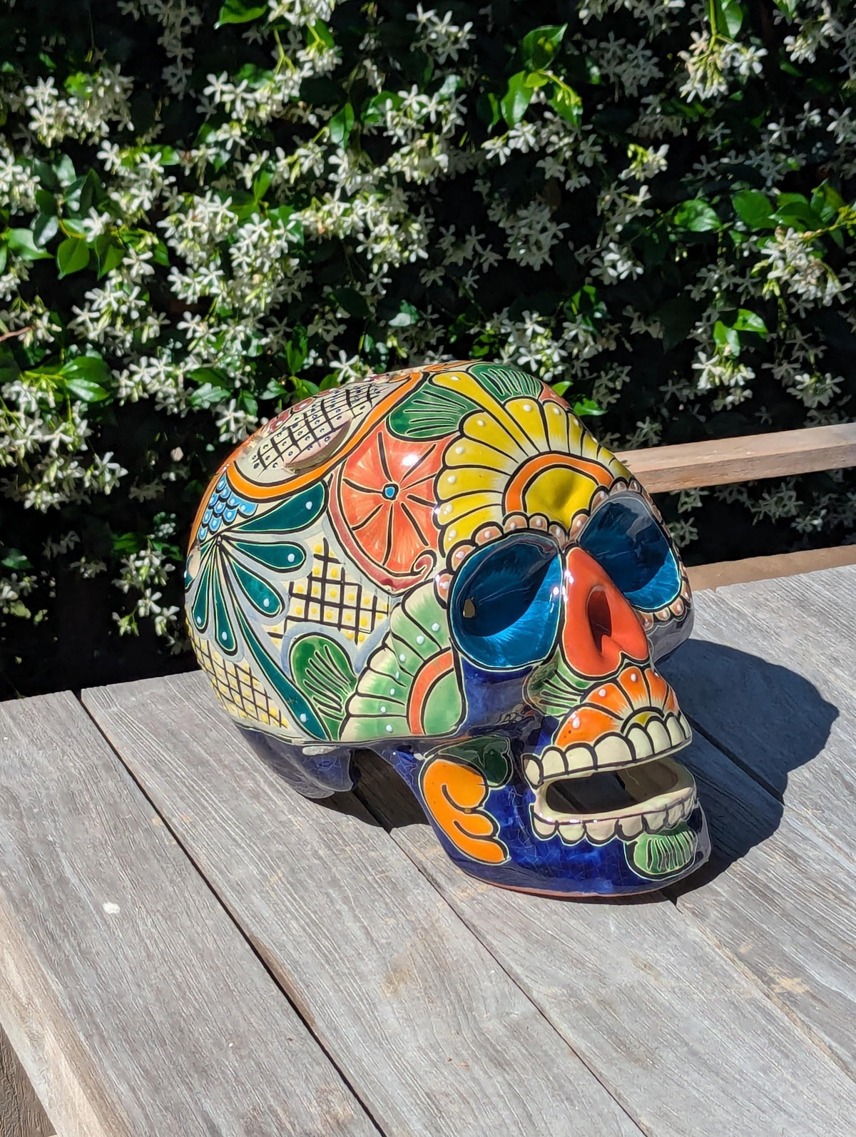Talavera Skull Ceramic Halloween Decor  | Hand painted Mexican Pottery