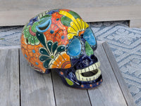 Halloween Skull Talavera Decor  | Hand painted Ceramic Mexican Pottery