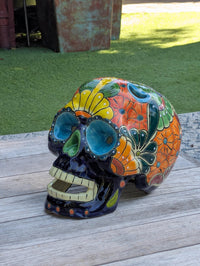 Halloween Skull Talavera Decor  | Hand painted Ceramic Mexican Pottery