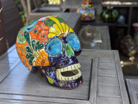 Halloween Skull Talavera Decor  | Hand painted Ceramic Mexican Pottery