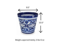 Handmade Talavera Ceramic Planter Blue White | Mexican Pottery Flower Pot | Hand Painted Gift Decor