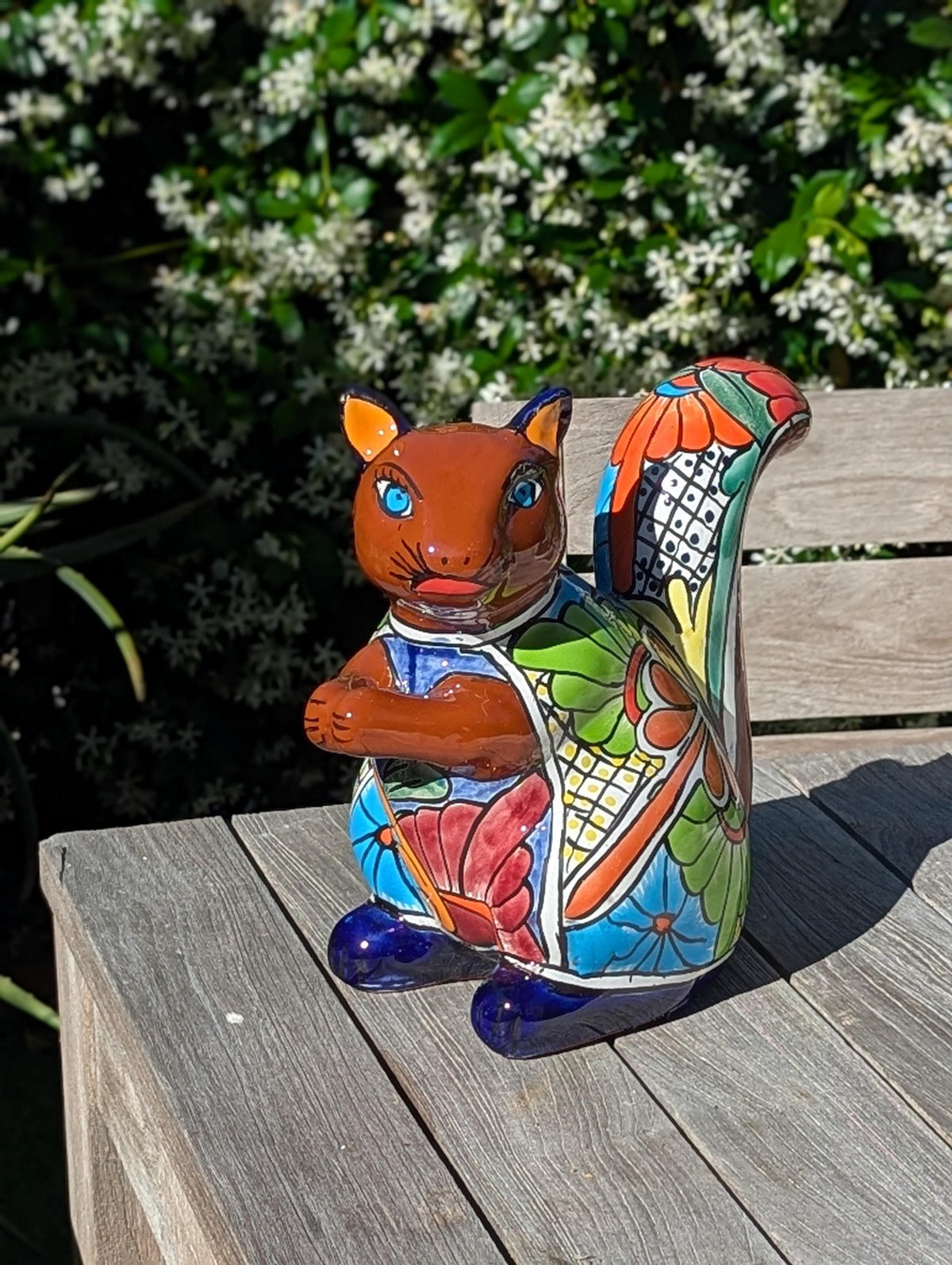 Talavera Squirrel Figurine | Mexican Pottery Ceramic Garden Statue Gifts |  Handmade Art Decor