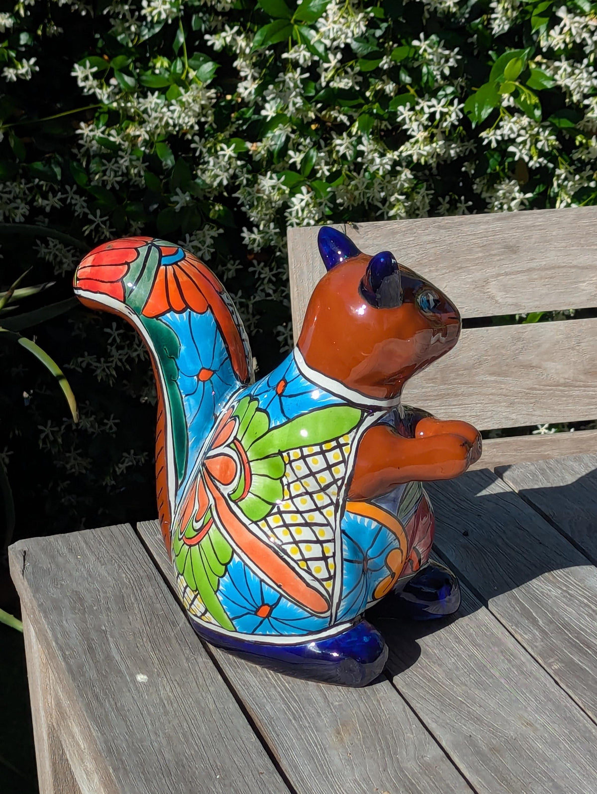 Talavera Squirrel Figurine | Mexican Pottery Ceramic Garden Statue Gifts |  Handmade Art Decor