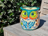 Talavera Owl Planter | Handmade Mexican Ceramic Flower Pot | Housewarming Gift