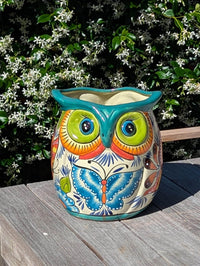 Talavera Owl Planter | Handmade Mexican Ceramic Flower Pot | Housewarming Gift