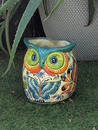 Talavera Owl Planter | Handmade Mexican Ceramic Flower Pot | Housewarming Gift