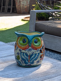 Talavera Owl Planter | Handmade Mexican Ceramic Flower Pot | Housewarming Gift