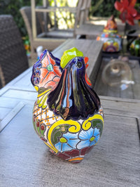 Ceramic Rooster Garden Statue | Handmade Talavera Animal Sculpture | Mexican Pottery Decor