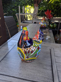 Ceramic Rooster Garden Statue | Handmade Talavera Animal Sculpture | Mexican Pottery Decor