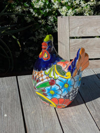 Ceramic Rooster Garden Statue | Handmade Talavera Animal Sculpture | Mexican Pottery Decor