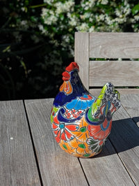 Talavera Rooster Statue | Handmade Ceramic Animal Garden Sculpture | Mexican Pottery Decor