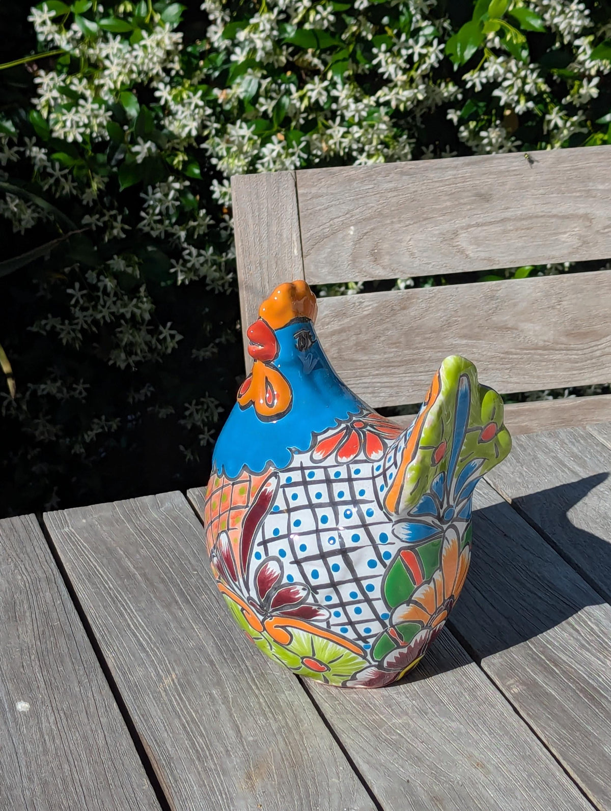 Handmade Ceramic Rooster Garden Sculpture | Talavera Animal Statue | Mexican Pottery Decor