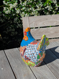 Handmade Ceramic Rooster Garden Sculpture | Talavera Animal Statue | Mexican Pottery Decor