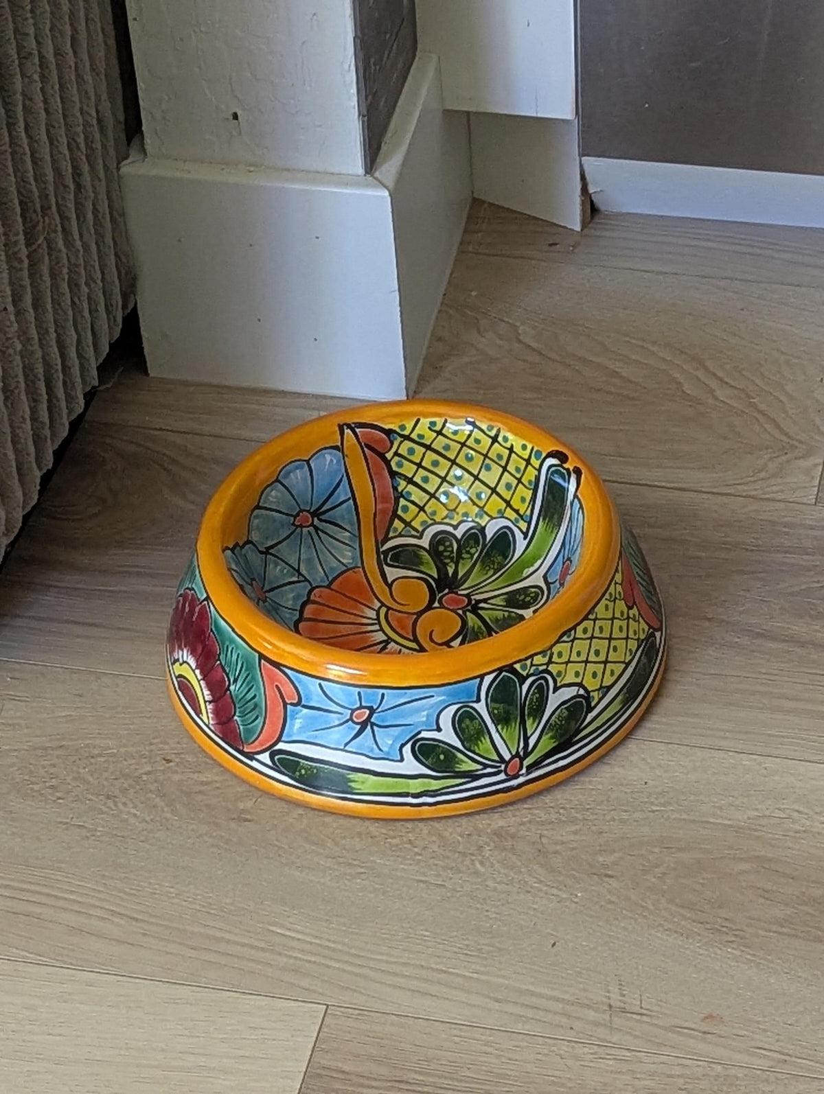Talavera Dog Bowl | Hand Painted Mexican Ceramic Pet Food Dish | Dog Lover Gift