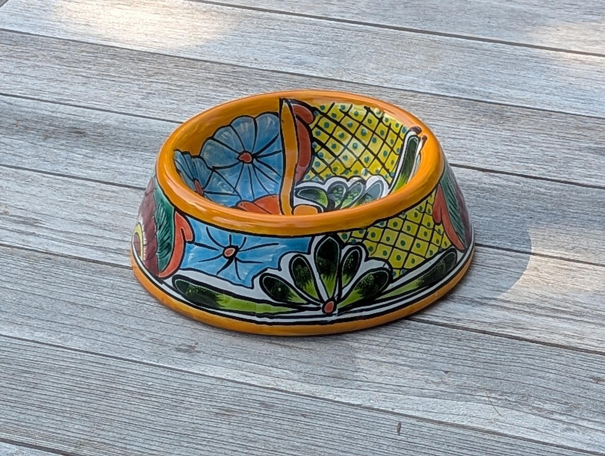 Talavera Dog Bowl | Hand Painted Mexican Ceramic Pet Food Dish | Dog Lover Gift