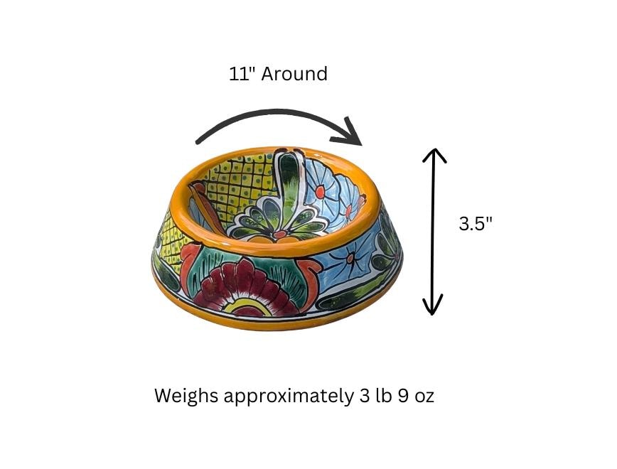 Talavera Dog Bowl | Hand Painted Mexican Ceramic Pet Food Dish | Dog Lover Gift