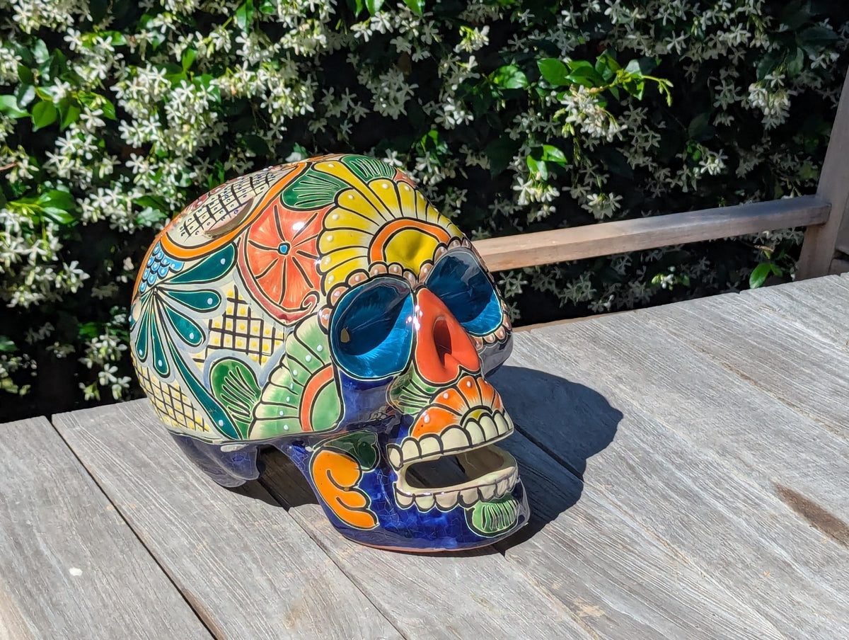 Talavera Skull Ceramic Halloween Decor  | Hand painted Mexican Pottery