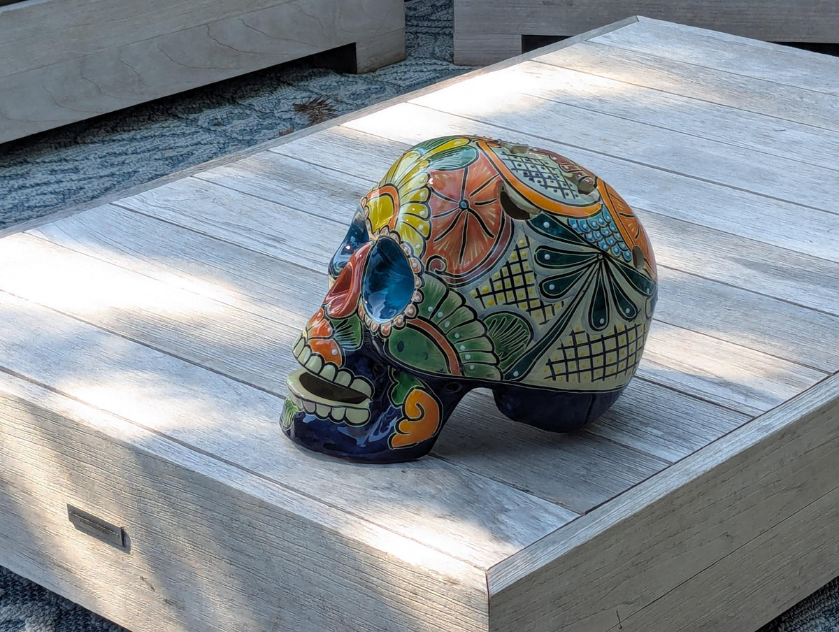 Talavera Skull Ceramic Halloween Decor  | Hand painted Mexican Pottery