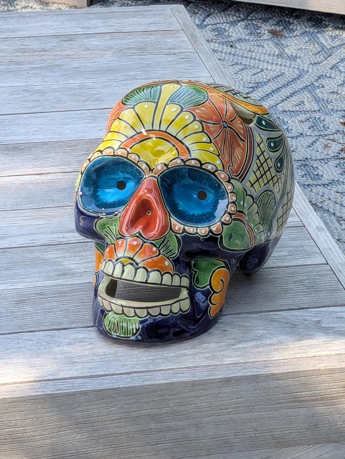 Talavera Skull Ceramic Halloween Decor  | Hand painted Mexican Pottery