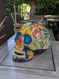 Talavera Skull Ceramic Halloween Decor  | Hand painted Mexican Pottery