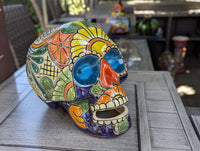 Talavera Skull Ceramic Halloween Decor  | Hand painted Mexican Pottery