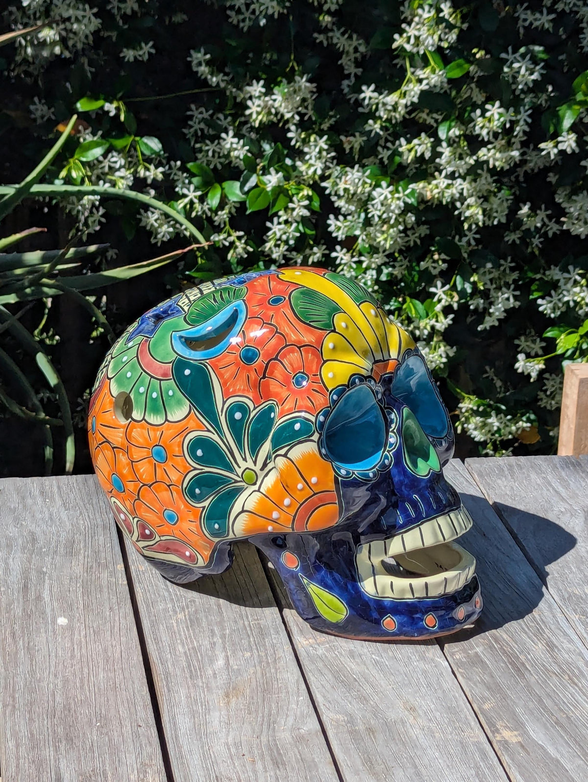 Halloween Skull Talavera Decor  | Hand painted Ceramic Mexican Pottery
