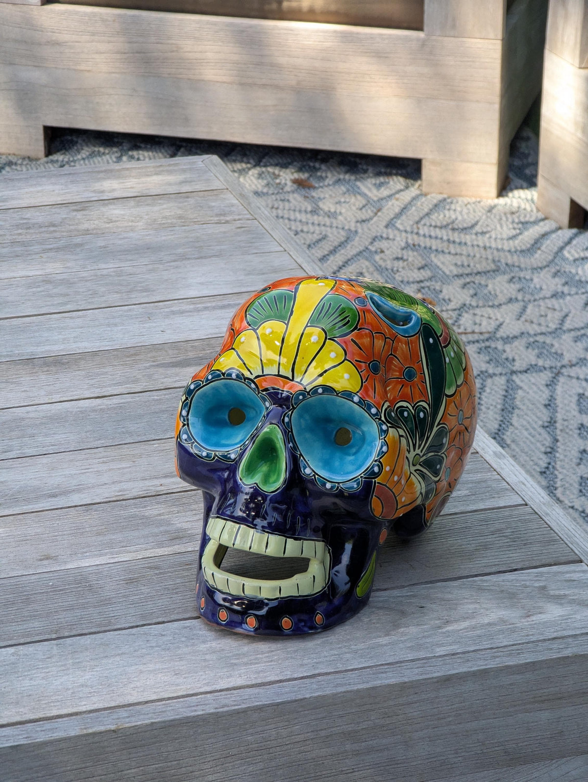 Halloween Skull Talavera Decor  | Hand painted Ceramic Mexican Pottery