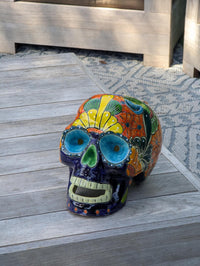 Halloween Skull Talavera Decor  | Hand painted Ceramic Mexican Pottery