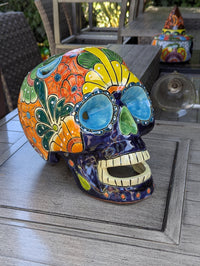 Halloween Skull Talavera Decor  | Hand painted Ceramic Mexican Pottery