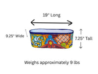 Hand Painted Talavera Oval Pot | Mexican Pottery Ceramic Planter | Succulent Window Box