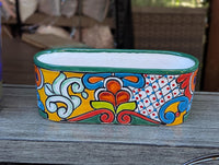 Talavera Oval Pot | Hand Painted Succulent Window Box | Mexican Pottery Ceramic Planter