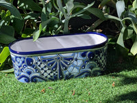 Hand Painted Talavera Oval Planter | Mexican Ceramic Window Box | Succulent Pot