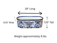Hand Painted Talavera Oval Planter | Mexican Ceramic Window Box | Succulent Pot