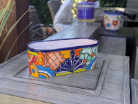 Talavera Oval Succulent Planter | Mexican Ceramic Pot | Hand Painted Window Box
