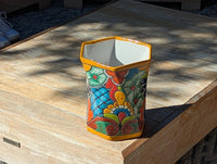 Talavera Hexagon Flower Pot | Hand painted Mexican Ceramic Planter | Housewarming Gift