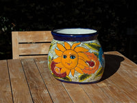 11.5" Oval Mexican Sun Flower Pot  | Handmade Talavera Ceramic Planter  | Outdoor Yard Art