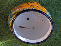 11.5" Oval Mexican Sun Flower Pot  | Handmade Talavera Ceramic Planter  | Outdoor Yard Art